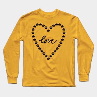 Dog Love Heart with cute paw puppy care, pet friendly print Long Sleeve T-Shirt